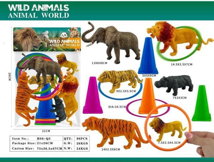 Wild Animal Toys set with Rings For kids