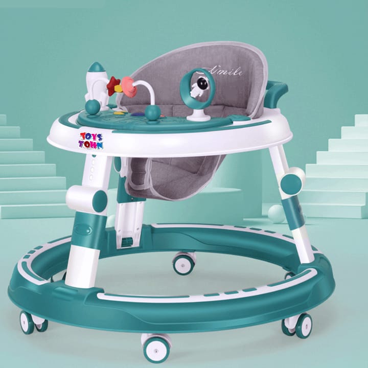 Multifunctional Baby Walker Music Foldable and Adjustable Steel Frame